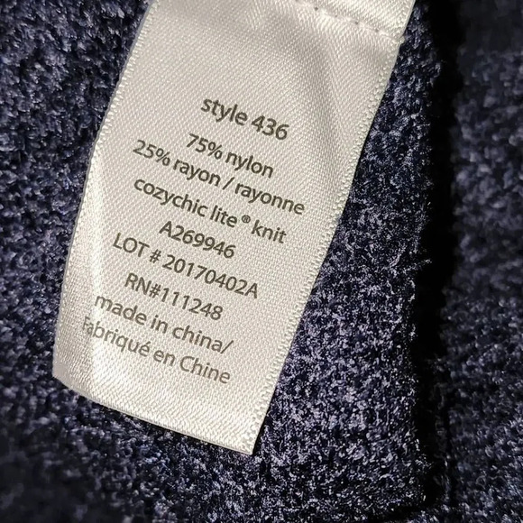 Barefoot Dreams Navy Blue Cozy Chic Lite Island Wrap Cardigan Sweater L/XL - Picture 5 of 5